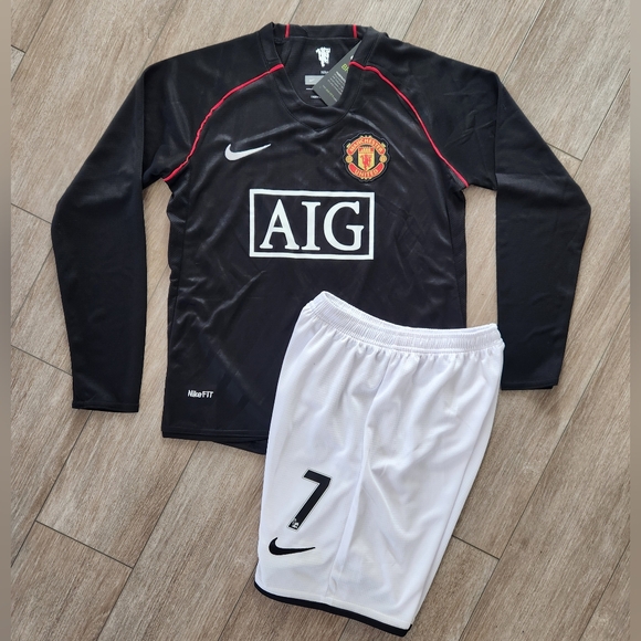 Set Boys Version Retro Team Manchester United Ronaldo#7 Long Sleeve - Picture 4 of 5